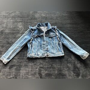 Zara Blue Denim Jacket with Ruffle Detail